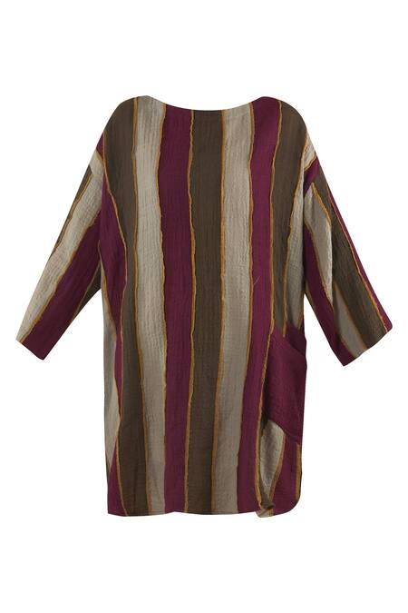Shop Yavi Multi Color Wool Round Striped Dress Online at Aza Fashions Shop_Yavi_Multi Color Wool Round Striped Dress _Online_at_Aza_Fashions
