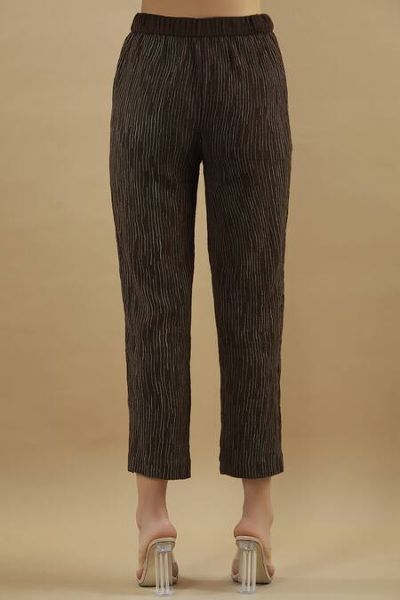 Yavi Brown Wool Embroidered Pants Online at Aza Fashions Yavi_Brown Wool Embroidered Pants _Online_at_Aza_Fashions