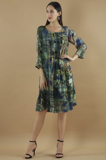 Yavi Silk Printed Dress 