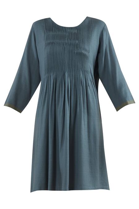 Shop Yavi Grey Wool Round Flared Dress Online at Aza Fashions Shop_Yavi_Grey Wool Round Flared Dress _Online_at_Aza_Fashions