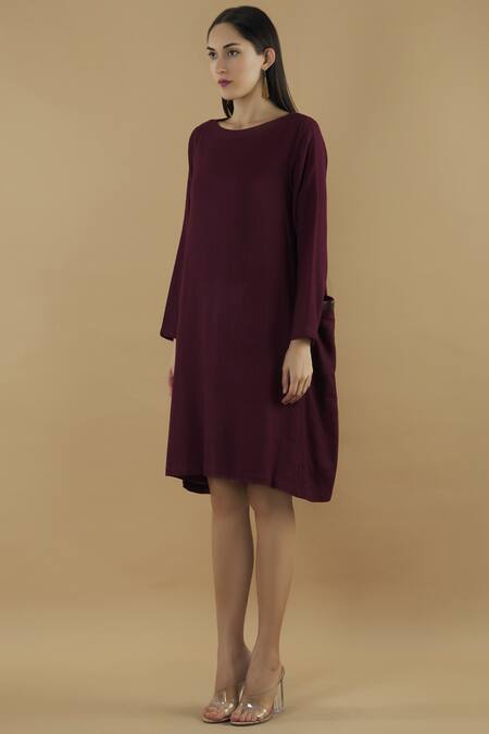 Buy Yavi Purple Wool Round Flared Dress Online at Aza Fashions Buy_Yavi_Purple Wool Round Flared Dress _Online_at_Aza_Fashions