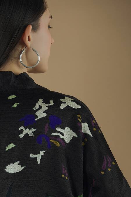 Yavi Black Silk Embroidered Jacket at Aza Fashions Yavi_Black Silk Embroidered Jacket _at_Aza_Fashions