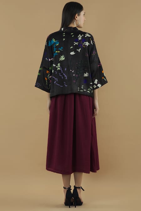 Shop Yavi Black Silk Embroidered Jacket at Aza Fashions Shop_Yavi_Black Silk Embroidered Jacket _at_Aza_Fashions