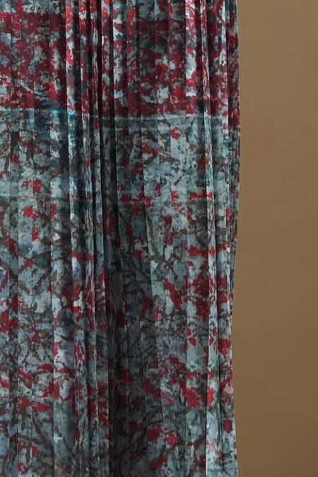 Shop_Yavi_Multi Color Polyester Silk Pleated Midi Skirt _Online_at_Aza_Fashions