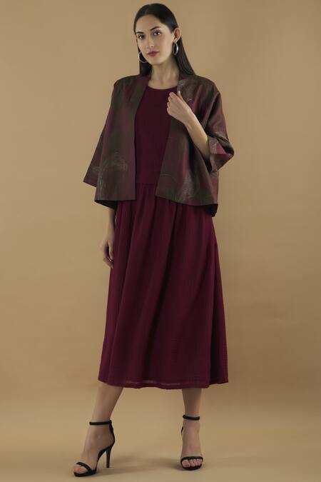 Yavi Purple Silk Embroidered Jacket 