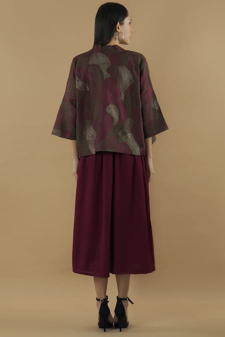 Shop Yavi Purple Silk Embroidered Jacket at Aza Fashions Shop_Yavi_Purple Silk Embroidered Jacket _at_Aza_Fashions