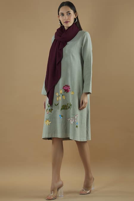 Yavi_Purple Wool Stole _Online_at_Aza_Fashions