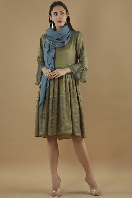 Buy_Yavi_Blue Wool Stole _Online_at_Aza_Fashions