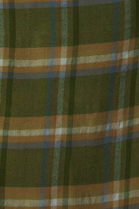 Shop_Yavi_Green Checkered Stole _Online_at_Aza_Fashions