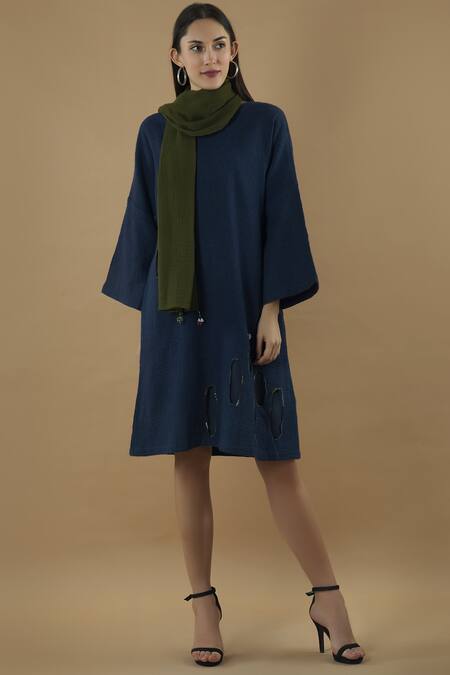 Yavi_Green Wool Stole_Online_at_Aza_Fashions