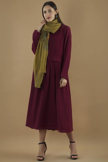 Yavi_Green Textured Stole _Online_at_Aza_Fashions