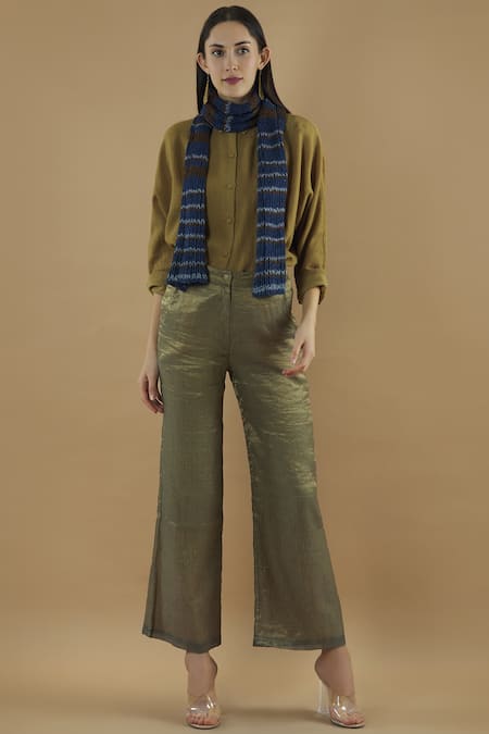 Yavi_Blue Wool Stole_Online_at_Aza_Fashions