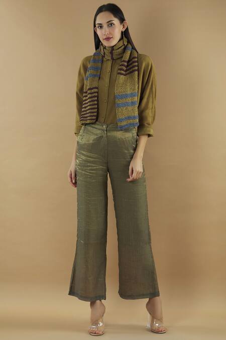 Yavi_Beige Wool Stole_Online_at_Aza_Fashions