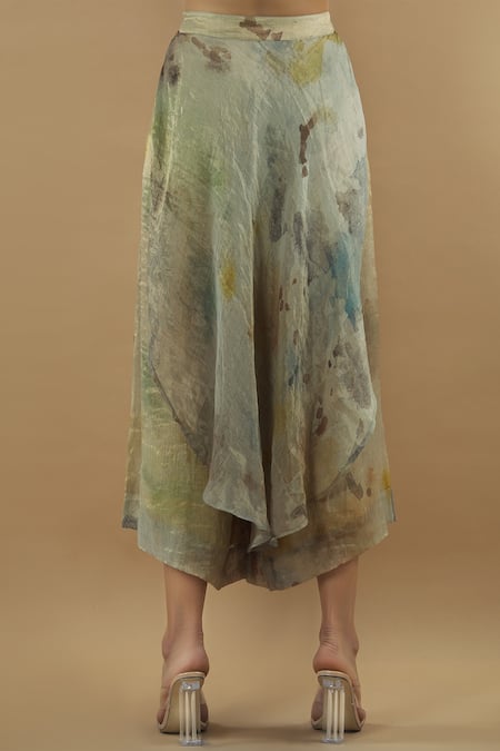 Yavi_Beige Tissue Printed Overlay Pants_Online_at_Aza_Fashions