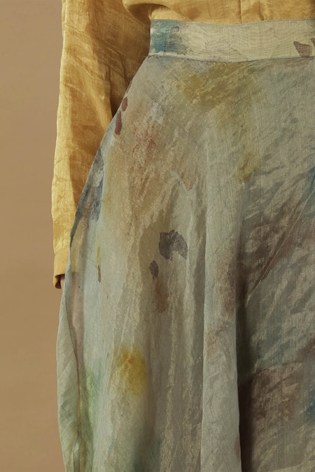 Buy_Yavi_Beige Tissue Printed Overlay Pants_Online_at_Aza_Fashions