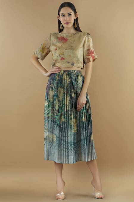 Yavi Organza Silk Printed Top 