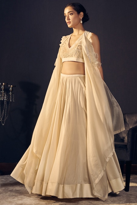 Cream Mirror Trendy Lehenga Choli