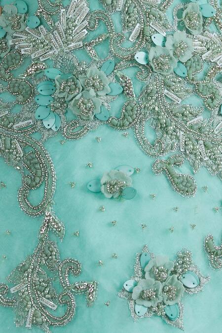 Divya Kanakia Green Organza, Net 3d Cutdana V Embellished Layered Gown With Dupatta at Aza Fashions Divya Kanakia_Green Organza, Net 3d Cutdana V Embellished Layered Gown With Dupatta_at_Aza_Fashions