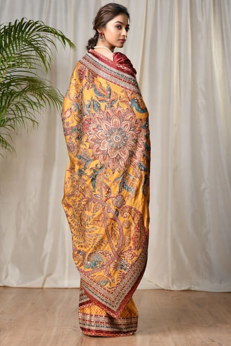 RI.Ritu Kumar Silk Satin Saree with Unstitched Blouse 
