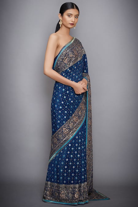 RI.Ritu Kumar Silk Chinon Embroidered Saree 