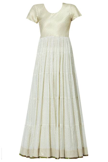 Shop_Priyanka Raajiv_Off White Silk Round Anarkali With Dupatta_Online_at_Aza_Fashions