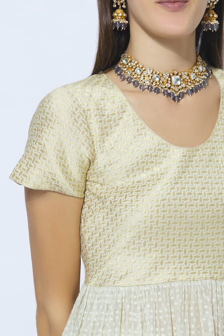 Priyanka Raajiv_Off White Silk Round Anarkali With Dupatta_at_Aza_Fashions