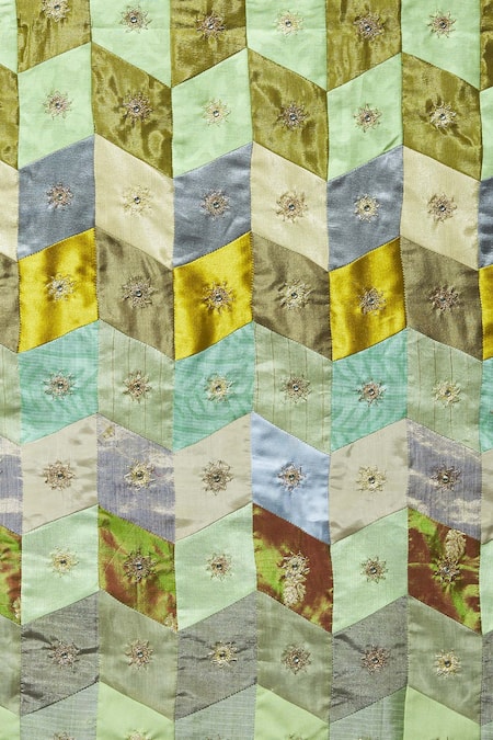 Priyanka Raajiv_Green Silk Brocade Dupatta _Online_at_Aza_Fashions