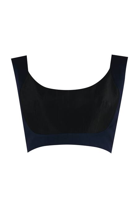 Shop Vedika M Blue U Neck Pre-draped Printed Saree With Blouse Online at Aza Fashions Shop_Vedika M_Blue U Neck Pre-draped Printed Saree With Blouse _Online_at_Aza_Fashions