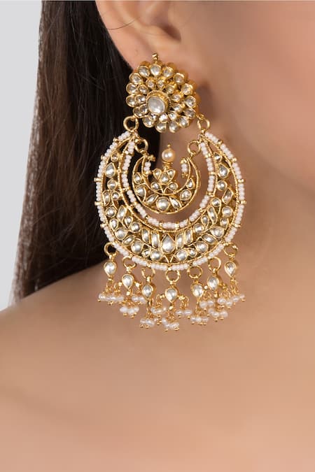 Nayirah Gold Plated Kundan Chandbalis