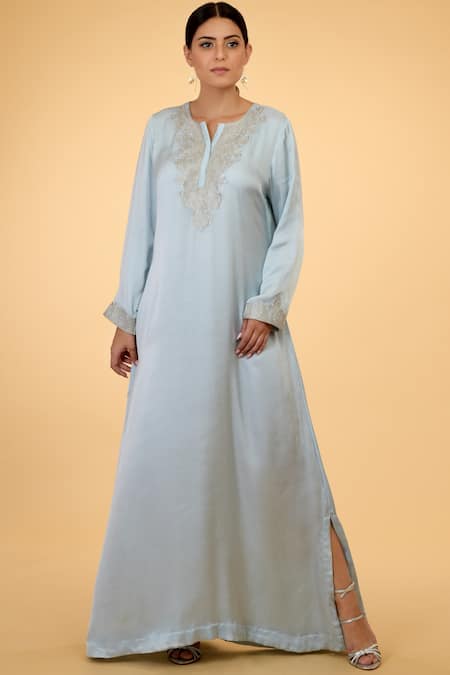 Talking Threads Blue Embroidered Kaftan 