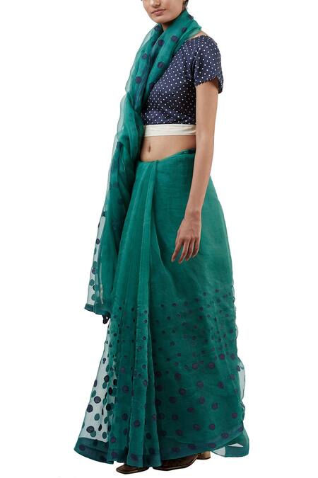 Buy_Shades of India_Green Silk Embroidered Saree_Online_at_Aza_Fashions