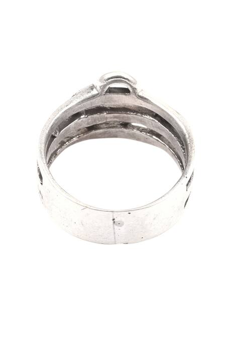 Buy_Sangeeta Boochra_Silver Plated Metal Carved Ring_Online_at_Aza_Fashions