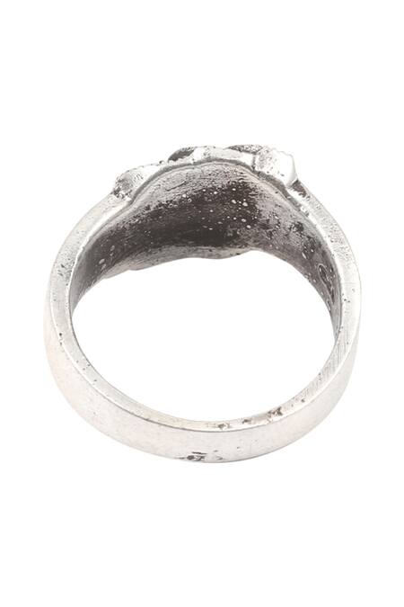 Sangeeta Boochra_Silver Plated Stones Carved Ring_Online_at_Aza_Fashions