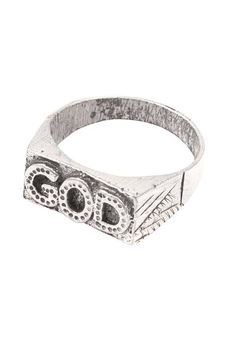 Sangeeta Boochra_Silver Plated Metal Carved Ring_Online_at_Aza_Fashions
