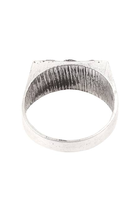 Buy_Sangeeta Boochra_Silver Plated Metal Carved Ring_Online_at_Aza_Fashions