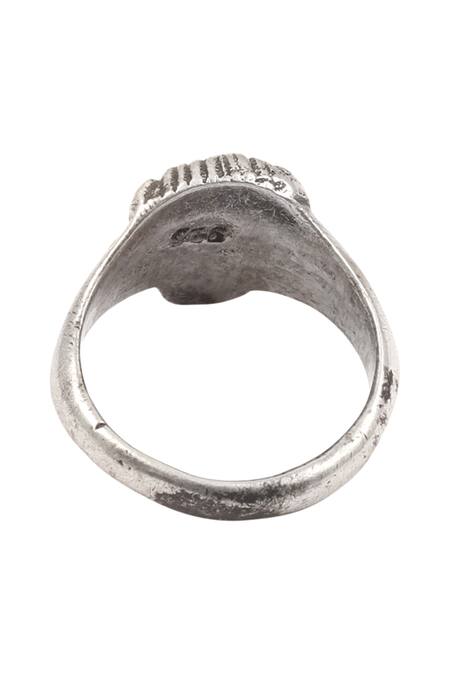 Buy_Sangeeta Boochra_Silver Plated Metal Carved Ring_Online_at_Aza_Fashions