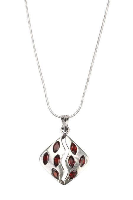 Sangeeta Boochra_Silver Plated Stone, Metal Pendant Necklace_Online_at_Aza_Fashions