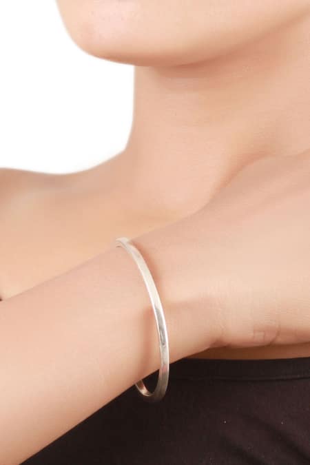 Shop_Sangeeta Boochra_Silver Plated Adjustable Cuff _at_Aza_Fashions