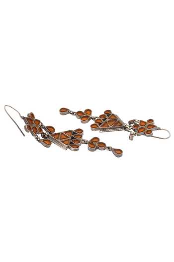 Sangeeta Boochra_Silver Plated Stones Geometric Tiered Danglers _Online_at_Aza_Fashions