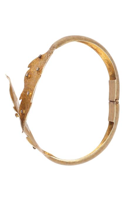 Sangeeta Boochra_Gold Plated Metal, Stones Carved Kada_Online_at_Aza_Fashions