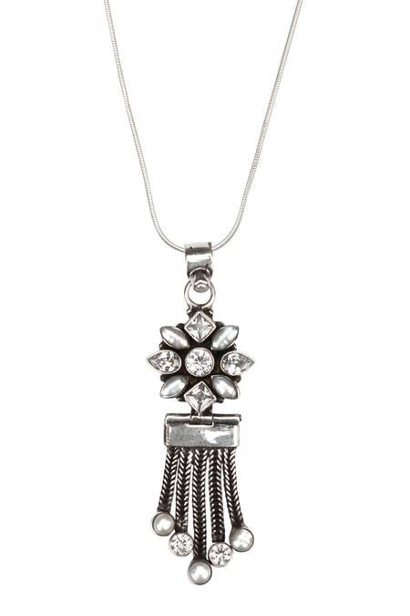 Sangeeta Boochra_Silver Plated Stone, Bead Pendant Necklace_Online_at_Aza_Fashions