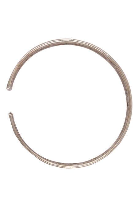 Shop_Sangeeta Boochra_Silver Plated Carved Oxidised Kada _Online_at_Aza_Fashions