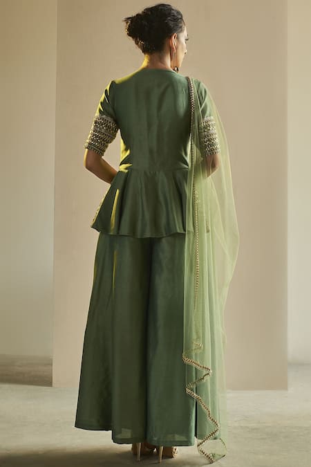 Saksham & Neharicka Silk Kurta Palazzo Set