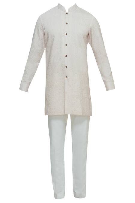 Buy_Nautanky_Pink Wrinkle Cotton Textured Bundi And Kurta Set _Online_at_Aza_Fashions