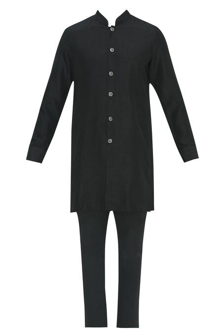 Buy Nautanky Black Velvet, Thai Silk Printed Bundi Kurta Set Online at Aza Fashions Buy_Nautanky_Black Velvet, Thai Silk Printed Bundi Kurta Set _Online_at_Aza_Fashions