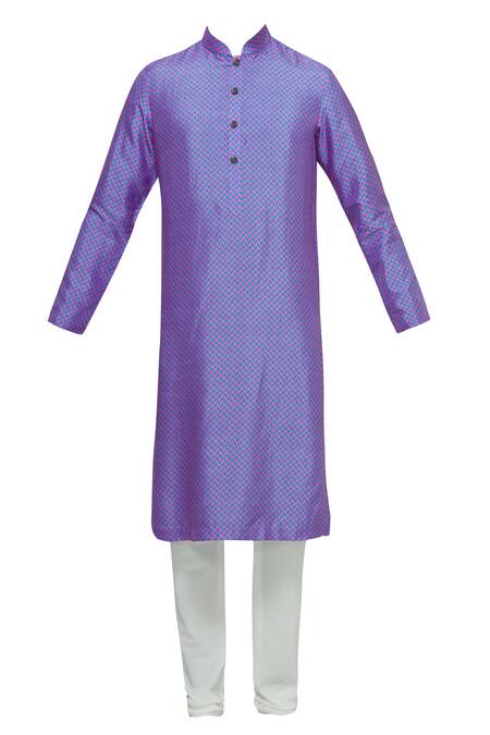 Buy Nautanky Purple Thai Silk Printed Kurta Set Online at Aza Fashions Buy_Nautanky_Purple Thai Silk Printed Kurta Set _Online_at_Aza_Fashions