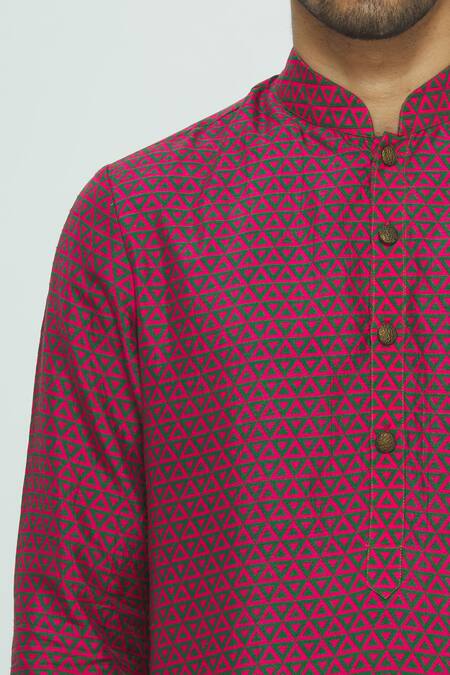 Nautanky Pink Thai Silk Printed Kurta Set at Aza Fashions Nautanky_Pink Thai Silk Printed Kurta Set _at_Aza_Fashions