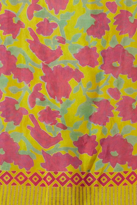 Buy Anupamaa Dayal Yellow Silk Printed Saree Online at Aza Fashions Buy_Anupamaa Dayal_Yellow Silk Printed Saree_Online_at_Aza_Fashions