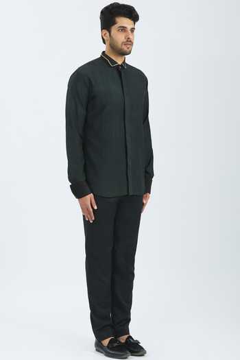 Bhusattva_Black Organic Silk Shirt _Online_at_Aza_Fashions