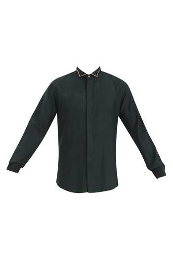 Shop_Bhusattva_Black Organic Silk Shirt _Online_at_Aza_Fashions